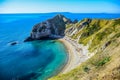 View of Durdle Door, a natural limestone arch on the Jurassic Coast near Lulworth in Dorset, England, UK Royalty Free Stock Photo