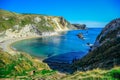 View of Durdle Door, a natural limestone arch on the Jurassic Coast near Lulworth in Dorset, England, UK Royalty Free Stock Photo