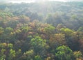 Beautiful landscape seen from the fog in mist autumn view from height