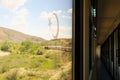 The beautiful landscape seen on the train ride in the Eastern Express, Dogu Ekspresi from Kars to Ankara, the interior of the