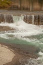 Beautiful landscape of small waterfall of city river