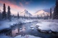 Incredible stunning scenery of Jasper National Park in winter