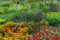 Beautiful landscape of the Summer Garden. Decorative composition of colorful flowers in Riga. Latvia Royalty Free Stock Photo