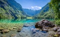 Beautiful landscape in summer at the Obersee, Koenigssee, Bavari Royalty Free Stock Photo