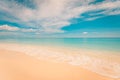 Beautiful Landscape summer tranquil sunrise wide tropical sea beach white sand clean and blue sky background calm nature Royalty Free Stock Photo