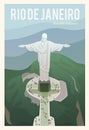 Time to travel. Around the world. Quality vector poster. Christ the Redeemer.