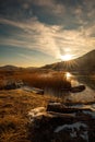 Beautiful landscape of sunrise over frozen lake Royalty Free Stock Photo