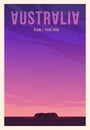 Time to travel. Around the world. Quality vector poster. Ayers Rock, Uluru.