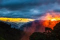 Beautiful landscape sunset with fog at Chongyen, Royalty Free Stock Photo