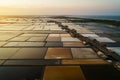 Beautiful landscape at sunset salt Farming. sea-salt production in the country,