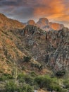 Beautiful landscape sunset on Table Mountain in Catalina State Park Tucson Arizona USA