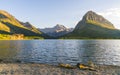 Beautiful landscape at Swiftcurrent Lake  when sunrise in Many Glacier area ,Montana`s Glacier National Park,Montana,usa Royalty Free Stock Photo