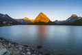 Beautiful landscape at Swiftcurrent Lake  when sunrise in Many Glacier area ,Montana`s Glacier National Park,Montana,usa Royalty Free Stock Photo