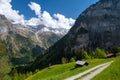 Amazing view on Jungfrau mountain from Lauterbrunnen in Switzerland