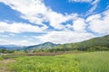 Beautiful landscape of Takayama mura at sunny summer or spring day and blue sky in Kamitakai District in northeast Nagano Royalty Free Stock Photo