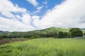 Beautiful landscape of Takayama mura at sunny summer or spring day and blue sky in Kamitakai District in northeast Nagano Royalty Free Stock Photo