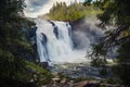 Beautiful landscape of the Tannforsen waterfall in Sweden