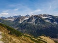 Beautiful landscape of Tatra National Park with mountains in sunny spring day with blue sky nearby Zakopane village, Poland Royalty Free Stock Photo