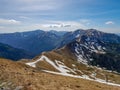 Beautiful landscape of Tatra National Park with mountains in sunny spring day with blue sky nearby Zakopane village, Poland Royalty Free Stock Photo