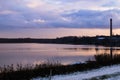 Beautiful landscape of thunderclouds over a quiet river Royalty Free Stock Photo