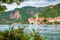 Town of Durnstein with Danube river, Wachau, Austria Royalty Free Stock Photo