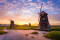 Beautiful landscape and traditional windmills