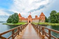 Beautiful landscape of Trakai Island Castle, Trakai Lithuania. Trakai Island Castle panorama, lake and forest. Royalty Free Stock Photo