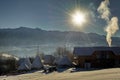 Winter in Pestera Village, Piatra Craiului national park, Brasov, Romania Royalty Free Stock Photo