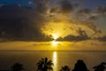 Beautiful Landscape with Tropical Sea Sunset and Palms on Foreground Royalty Free Stock Photo