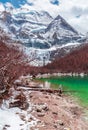 Beautiful landscape with turquoise lake, forest and mountains Royalty Free Stock Photo