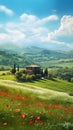 Beautiful landscape of Tuscany, Italy,  Panoramic view Royalty Free Stock Photo