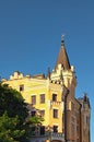 Beautiful landscape view of Castle of Richard the Lionheart against blue sky. House number 15th on Andrew descent