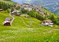 Beautiful Landscape view of Charming Murren Mountain Village with Lauterbrunnen Valley and Swiss Alps in background, Jungfrau Royalty Free Stock Photo