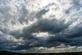 A Great landscape view on grey clouds in the blue sky Royalty Free Stock Photo