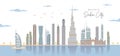 Beautiful landscape view of the Dubai Media City and Dubai Marina Skyline. Financial district and business area in smart urban