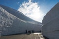 Beautiful landscape view of giant snow wall, Tateyama Alpine Route, Japan Alps. Toyama Prefecture, Japan.