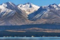 Beautiful landscape view of the Hooker Lake in front of Mt Cook, New Zealand. Royalty Free Stock Photo