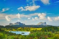 View of a lake and mountains. Mauritius. Panorama Royalty Free Stock Photo