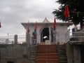 Beautiful landscape view of a temple in the meadow in Kufri