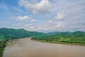 Beautiful landscape view of mekong river from Chiangkhan Glass skywalk at Phu khok ngio big buddha chiang khan district loei