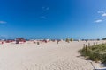 Beautiful landscape view of Miami South Beach coast line. Sand beach, Atlantic Ocean.