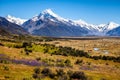 Beautiful landscape view of mountain range and MtCook peak, New Zealand Royalty Free Stock Photo