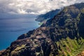 Beautiful landscape view of Na Pali coastline in dramatic style, Kauai, Hawaii Royalty Free Stock Photo