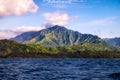 Beautiful landscape view of Na Pali coastline from the ocean, Kauai Royalty Free Stock Photo