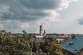 Beautiful landscape view of old town lviv city center on sunset. Lviv region, Ukraine, Europe