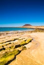 Beautiful landscape view of the path from Caleta del Sebo to Montana Amarilla, volcano of La Graciosa Island Royalty Free Stock Photo