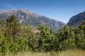 Beautiful landscape view of Provo Canyon with light blue sky and vibrant green plants trees in front Royalty Free Stock Photo