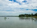 A beautiful landscape view of a river in Bangladesh. The name of the river is Meghna river. Royalty Free Stock Photo