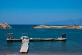 Beautiful landscape view seaport and boats in mugla, knidos