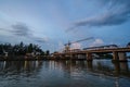 Beautiful landscape view and sky at Saphan thana racht at ratchaburi city thailand Royalty Free Stock Photo